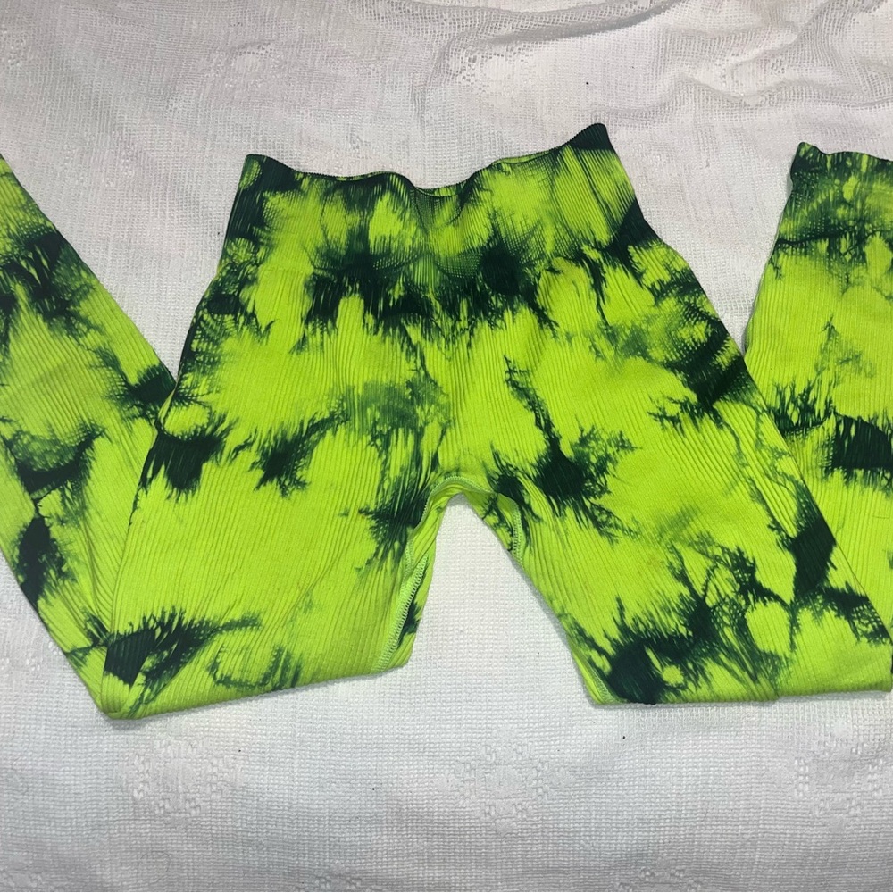 Neon Green Tie-Dye Women's Leggings